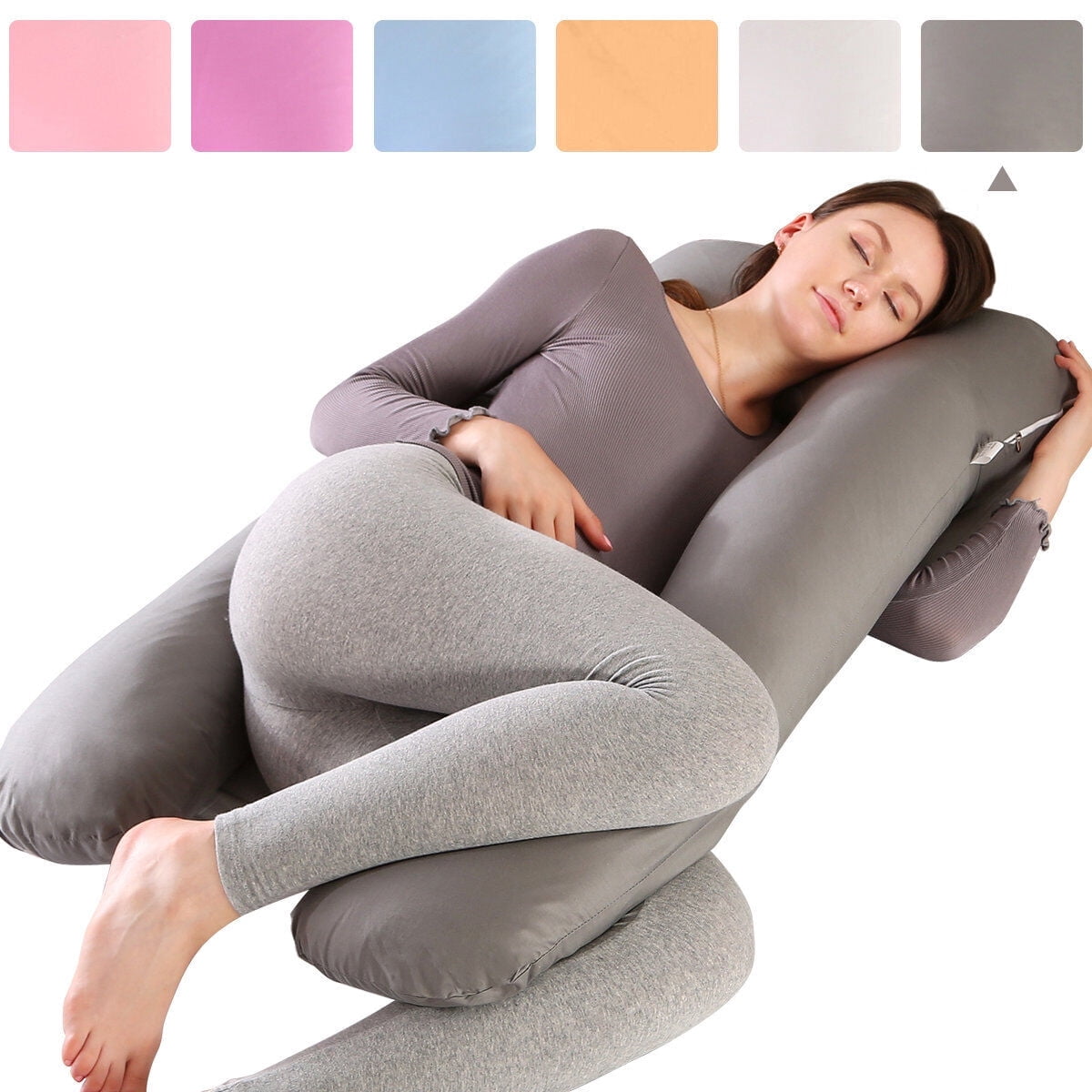 TOPCHANCES Pregnancy Pillow, U Shaped Full Body Maternity Pillow for Side Sleeping with Removable Cover, 120x60cm, Gary