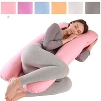 TOPCHANCES Pregnancy Pillow, U Shaped Full Body Maternity Pillow for Side Sleeping with Removable Cover, 120x60cm, Pink