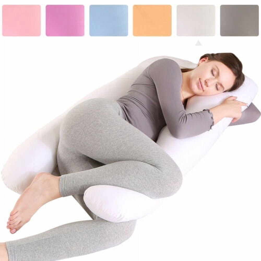 TOPCHANCES Pregnancy Pillow, U Shaped Full Body Maternity Pillow for Side Sleeping with Removable Cover, 120x60cm, White