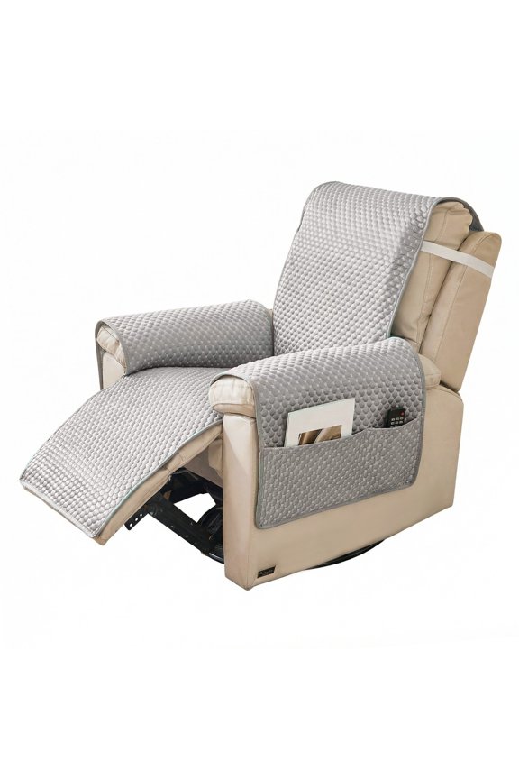 Recliner Chair Cover, Small Recliner Slipcover for Dogs Seat Width to 23 Inch, Cooling Ice Silk Amrchair Protector Covers, Gray
