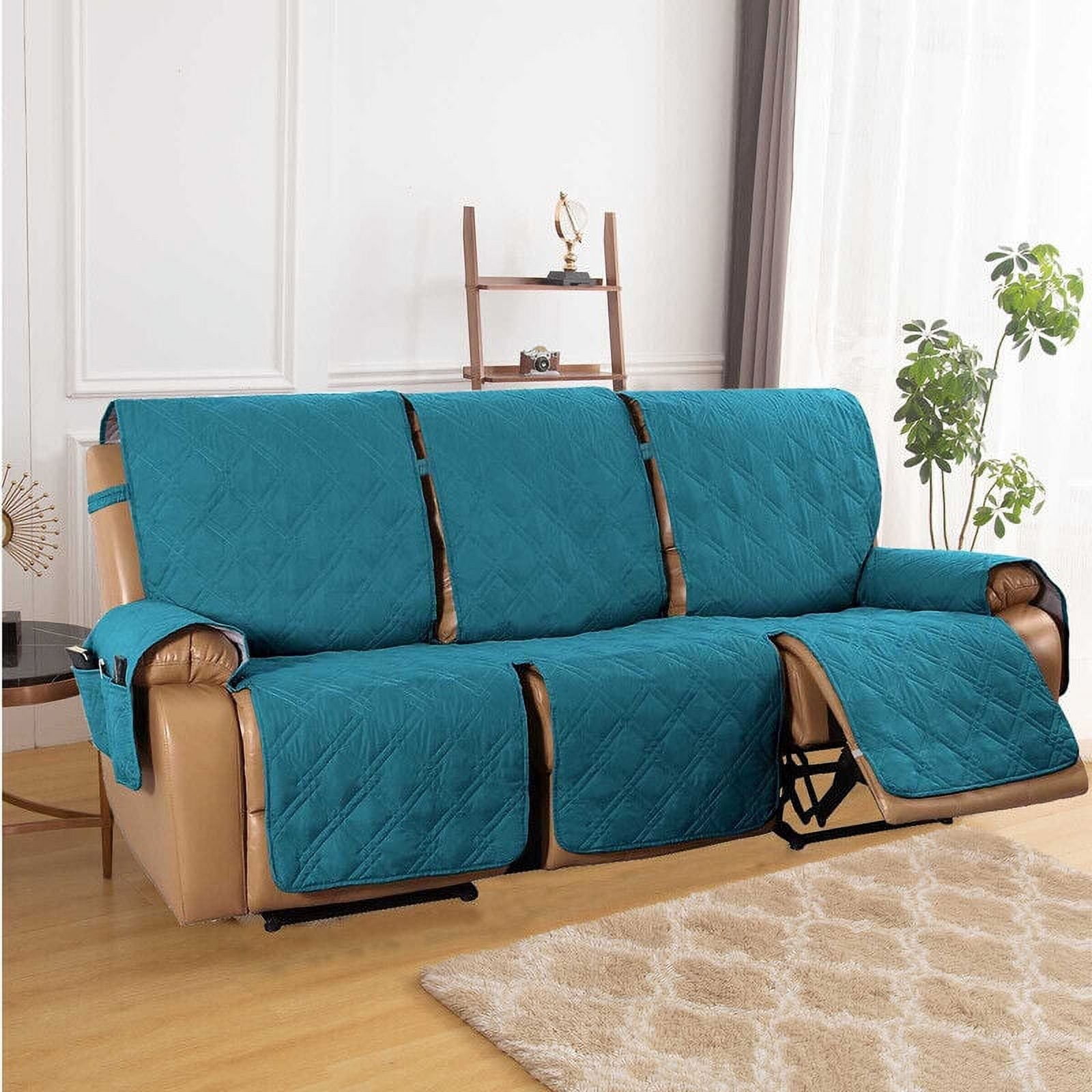 TOPCHANCES Recliner Sofa Cover One piece Reclining Couch Slipcover for 3 Seater Recliner Sofa Waterproof Furniture Protector for Pets Kids Dark Blue Walmart