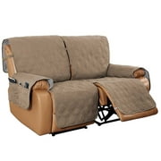 TOPCHANCES Recliner Sofa Cover for Double Recliner, Waterproof 2-Seater Recliner Sofa Slipcover, Slip Proof Furniture Protector, Tan