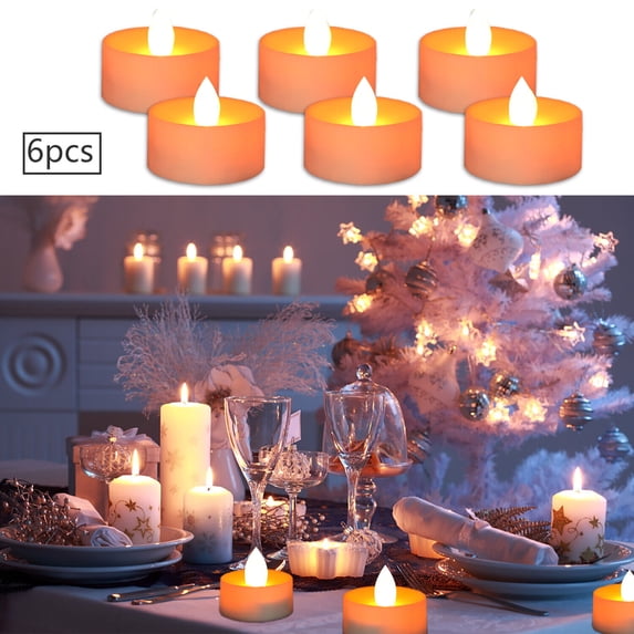 TOPCHANCES Remote Control Tea Lights, Flickering Flameless Tea Lights Battery Operated, for Home Wedding Decor and Seasonal Celebration, 6 Pack, Yellow Light, Dia 2.15'', H 1.5''