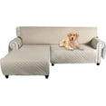 thumbnail image 1 of TOPCHANCES Reversible L Shape Sofa Slipcover, Sectional Couch Cover (X-Large Size, Khaki), 1 of 12