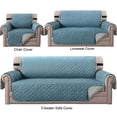thumbnail image 1 of TOPCHANCES Reversible Quilted Sofa Cover, Waterproof Furniture Pet Protector Throw (Blue, 1-Seater Sofa Cover), 1 of 10