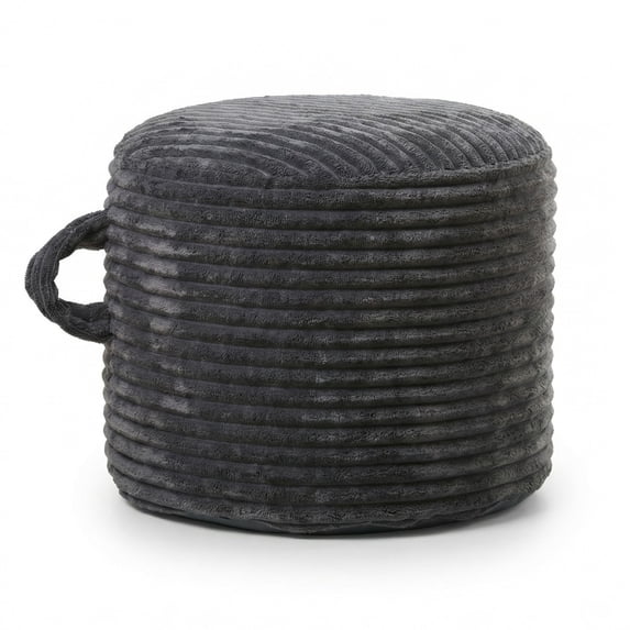 TOPCHANCES Round Pouf Ottoman, Pre-Filled Foot Rest Stool with Washable Corduroy Cover & Foam Chunks Filling, Extra Seating for Living Room Bedroom (Dark Gray)