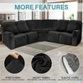 thumbnail image 1 of TOPCHANCES Sectional Recliner Sofa Covers, 7-Piece Velvet Stretch 5-Seat Corner Reclining Sofa Slipcovers, L-Shaped Sectional Couch Furniture Protector (Black), 1 of 8