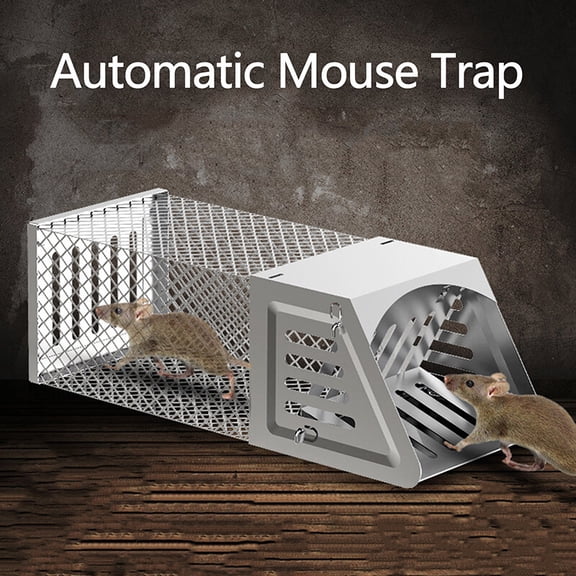 TOPCHANCES Single Door Mouse Trap, Safe Live Catch Rodent, Iron Net Rat Trap, Silver
