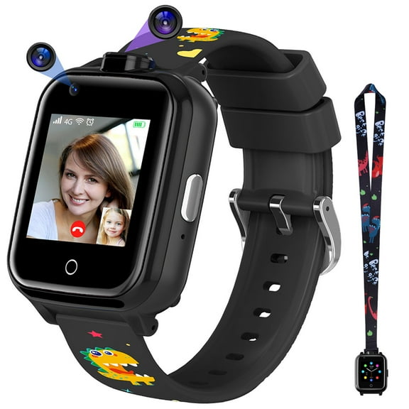 TOPCHANCES Smart Watch for Kids, 4G Smartwatch for Boys Girls, Touch Screen Smart Phone Watch with GPS Tracker, Video Voice and Wi-Fi Calling, Dual Cameras, SOS, Classroom Mode, Games, Black