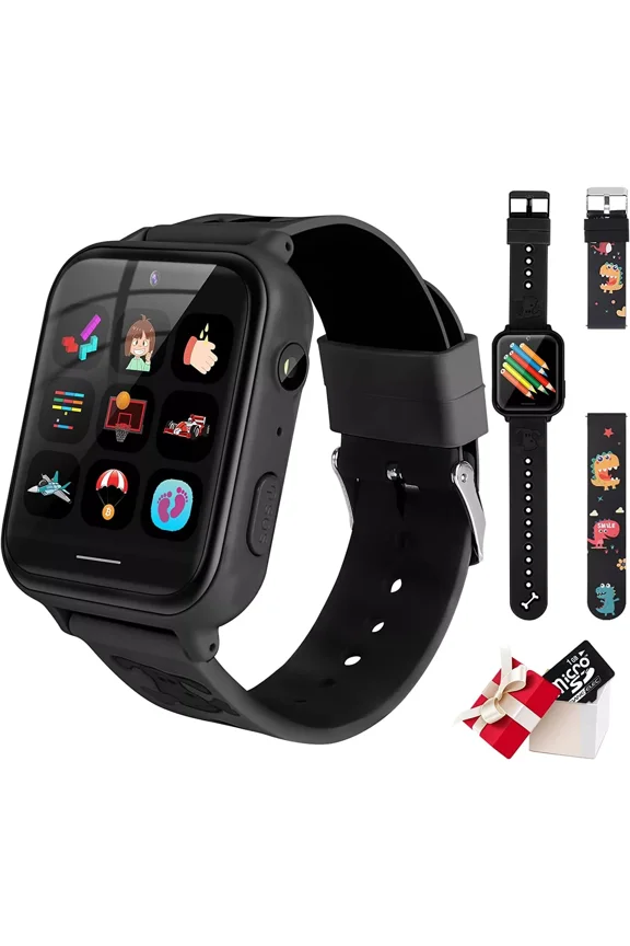 Smart Watch for Kids, Kids Smartwatch with Two-way Call 10 Games Camera Music Player SOS, Birthday Educational Gift for Age 3-14 Boys Girls, Black