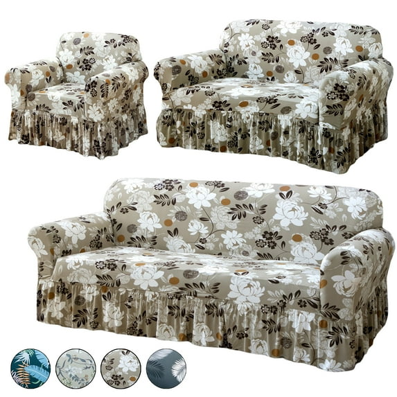 TOPCHANCES Sofa Cover with Skirt, Non-slip Couch Cover Stretch Slipcover Furniture Protector for Dogs Cats Pets (Chair Cover, Flowers Print)