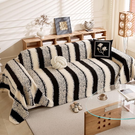 TOPCHANCES Sofa Slipcovers, Couch Throws Blanket for 3 4 Seats Sofa, Sectional Couch Covers for L Shaped Couch (71"x 150", Black)