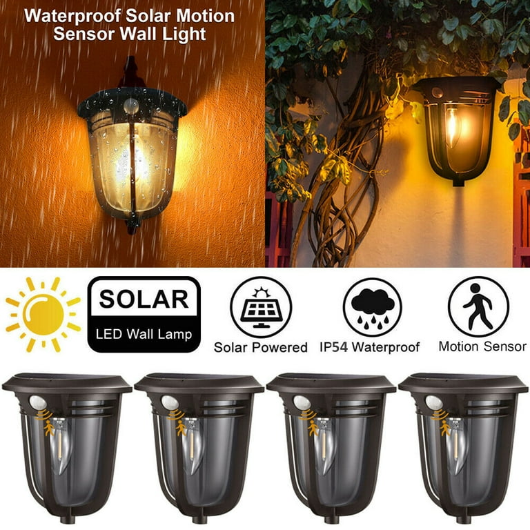 Topchances Solar Outdoor Wall Light Solar Sconce Fence Lights Motion Sensor Wireless Dusk to Dawn Waterproof Wall Lantern for Porch Patio Backyard