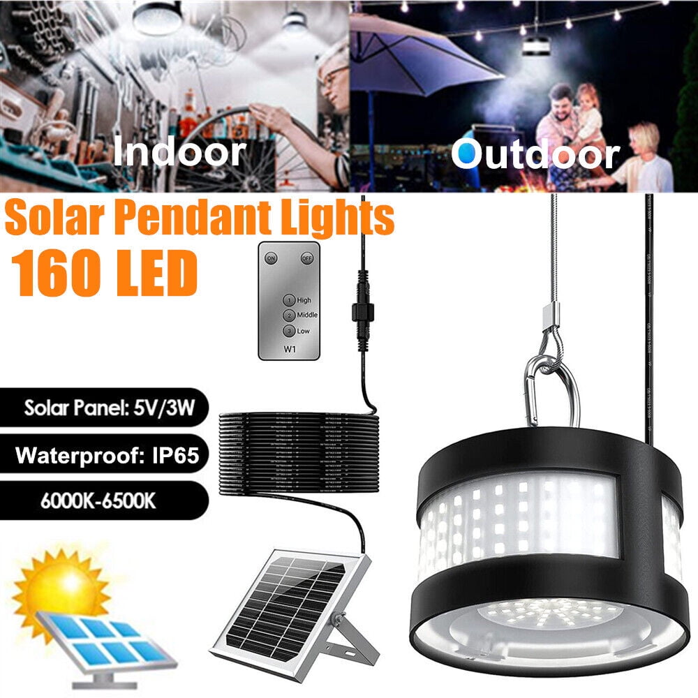 TOPCHANCES Solar Shed Light Indoor Outdoor, 160 LEDs Solar Pendant