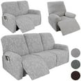 thumbnail image 1 of TOPCHANCES Stretch Recliner Chair Covers, 4 Pieces Jacquard Fabric Armhair Loveseat Slipcover, Non-slip Couch Protector, Friendly to Pets (Light Gray, For Armhair ), 1 of 12