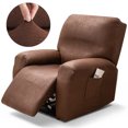 thumbnail image 1 of TOPCHANCES Stretch Recliner Sofa Covers, Faux Leather Armchair Slipcover, Non-slip Couch Protector with Elastic Bottom, Friendly to Pets (Coffee), 1 of 11