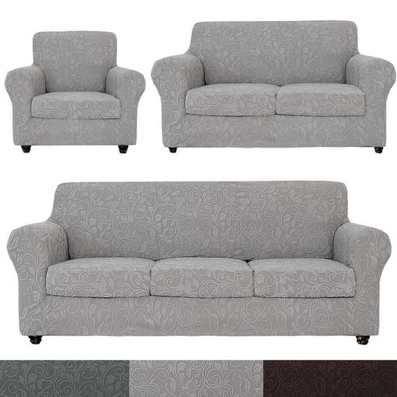 TOPCHANCES Stretch Sofa Covers Armchair Couch Slipcover Protector with 3pcs Cushion Covers (Light Gray, For 3-Seater Sofa)
