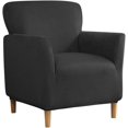 thumbnail image 1 of TOPCHANCES Stretch Velvet Armchair Slipcover, Anti Slip Chair Covers for Living Room, Black, 1 of 5