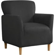 TOPCHANCES Stretch Velvet Armchair Slipcover, Anti Slip Chair Covers for Living Room, Black