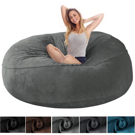 TOPCHANCES Suede Sofa Sack, Ultra Soft Bean Bag Chair Cover for Living Room Lazy Lounger Chair (Stuffing Not Included), Light Grey, 4.3 x 2.1 ft