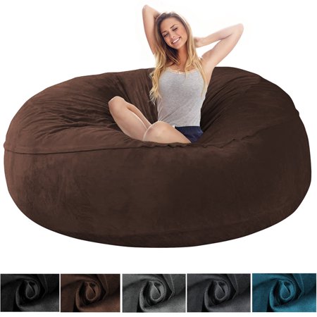 TOPCHANCES Suede Sofa Sack, Ultra Soft Bean Bag Chair Cover for Living Room Lazy Lounger Chair (Stuffing Not Included), Reddish Brown, 4.3 x 2.1 ft
