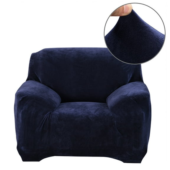 TOPCHANCES Thick Plush Sofa Covers, Stretch Couch Chair Slipcover, Non Slip Furniture Protector (Armchair Cover, Dark Blue)