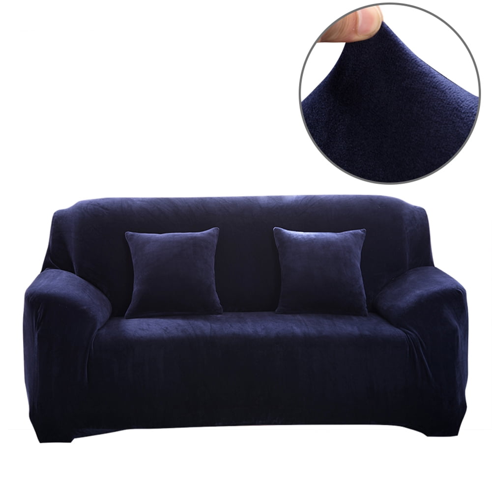 TOPCHANCES Thick Plush Sofa Covers, Stretch Couch Chair Slipcover, Non Slip Furniture Protector (Loveseat Cover, Dark Blue)