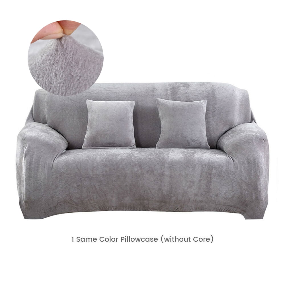 TOPCHANCES Thick Plush Sofa Covers, Stretch Couch Chair Slipcover, Non Slip Furniture Protector (Loveseat Cover, Sliver Gray)