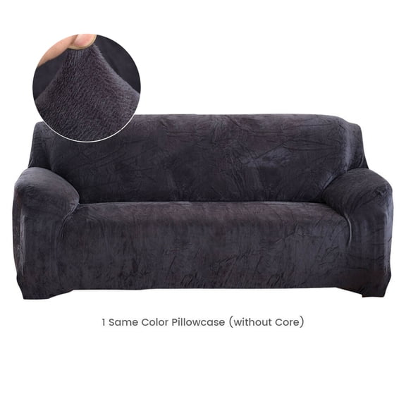 TOPCHANCES Thick Plush Sofa Covers, Stretch Couch Chair Slipcover, Non Slip Furniture Protector (Sofa Cover, Dark Gray)