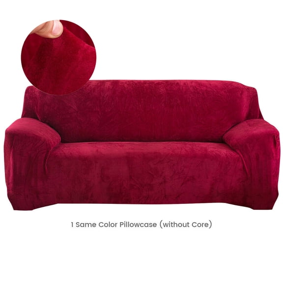 TOPCHANCES Thick Plush Sofa Covers, Stretch Couch Chair Slipcover, Non Slip Furniture Protector (Sofa Cover, Wine Red)