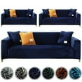 thumbnail image 1 of TOPCHANCES Thick Velvet Sofa Covers, Pure Color Sofa Protector for 1-Seater Sofa, Stretch Non Slip Couch Slipcover, Navy Blue, 1 of 15