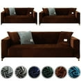 thumbnail image 1 of TOPCHANCES Thick Velvet Sofa Covers, Pure Color Sofa Protector for 3-Seater Sofa, Stretch Non Slip Couch Slipcover, Coffee, 1 of 15