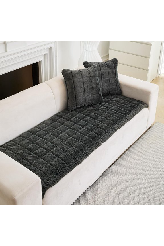 Thickened Plush Couch Covers, Non-Slip Couch Slipcover for Dogs Cats, Pets Bed Mat Couch Protective Cover (Dark Grey, 70x150cm/28*59in)