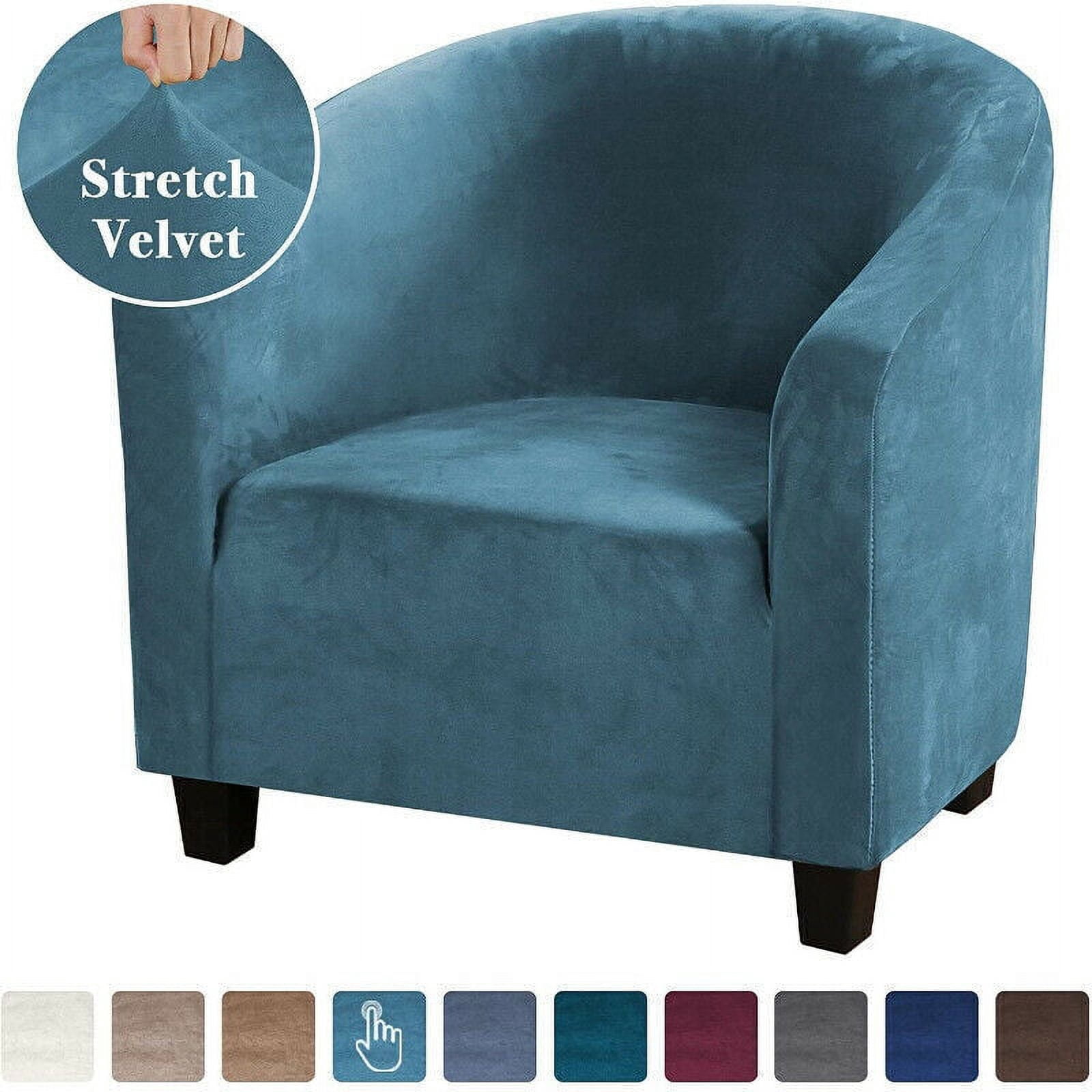 TOPCHANCES Tub Chair Covers for Armchairs, Tub Sofa Slipcover, Polyester Club Chair Slipcover, Stretch Armchair Slipcover for Dining Living Room Office Reception, Blue, 1 Pack