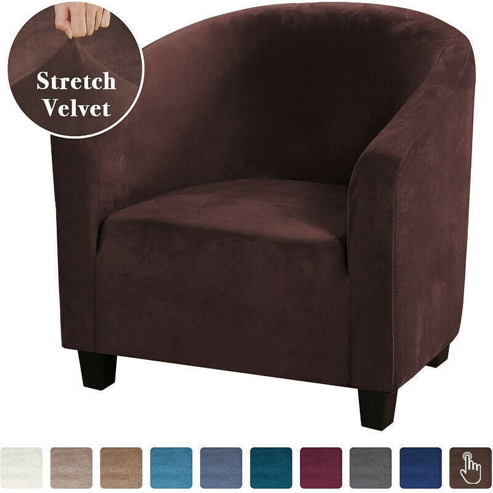 TOPCHANCES Tub Chair Covers for Armchairs, Tub Sofa Slipcover, Polyester Club Chair Slipcover, Stretch Armchair Slipcover for Dining Living Room Office Reception, Brown, 2 Pack