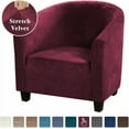 thumbnail image 1 of TOPCHANCES Tub Chair Covers for Armchairs, Tub Sofa Slipcover, Polyester Club Chair Slipcover, Stretch Armchair Slipcover for Dining Living Room Office Reception, Burgundy, 2 Pack, 1 of 5