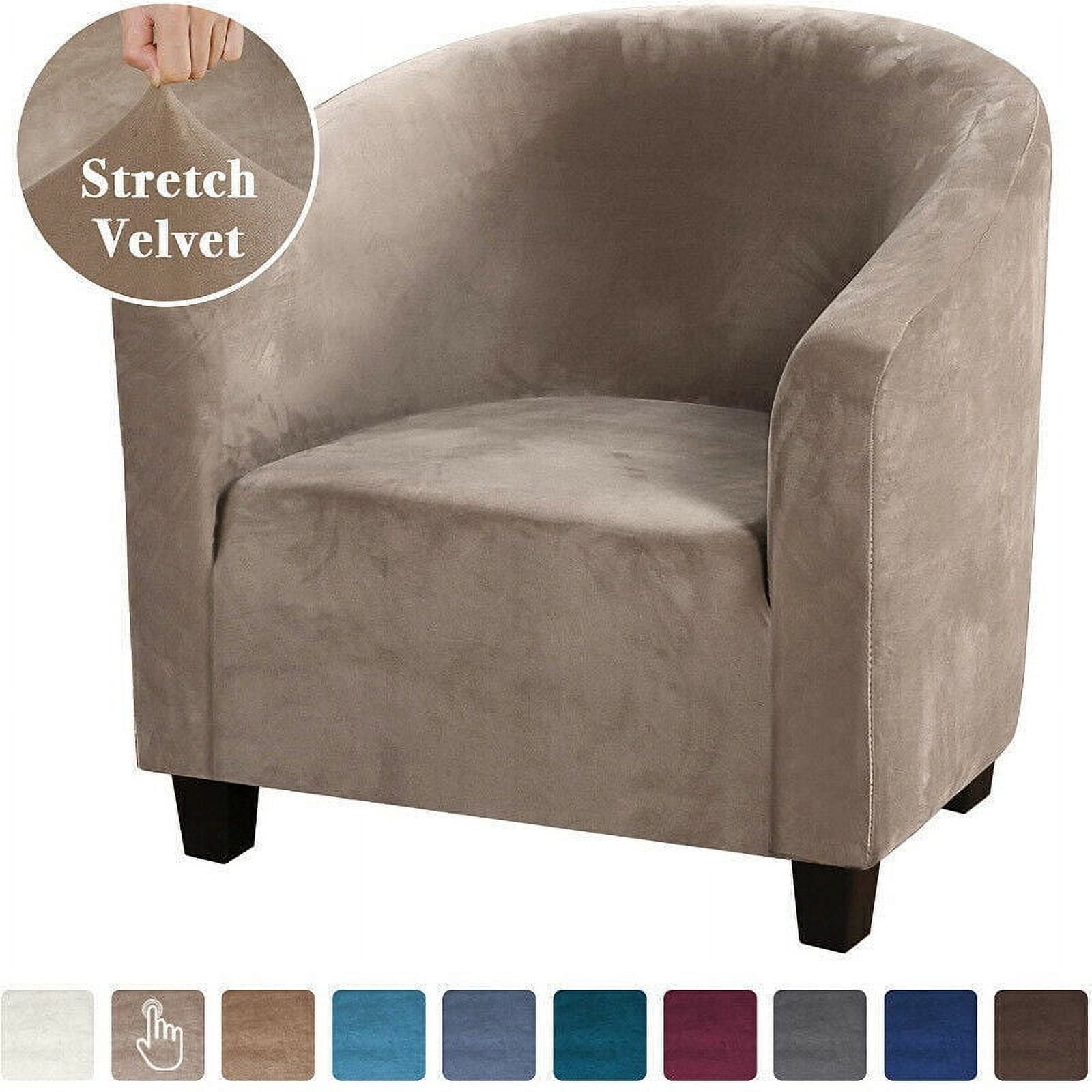 TOPCHANCES Tub Chair Covers for Armchairs, Tub Sofa Slipcover, Polyester Club Chair Slipcover, Stretch Armchair Slipcover for Dining Living Room Office Reception, Light Brown, 1 Pack
