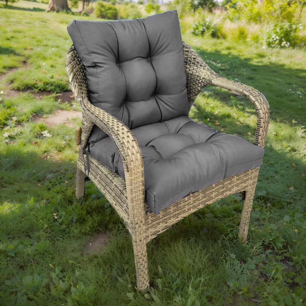 TOPCHANCES Tufted Outdoor/Indoor Seat/Back Chair Cushion, Waterproof Non-slip Anti-fading Deep Seat Chair Cushions, Outdoor Dining Chair Cushion for Patio Furniture