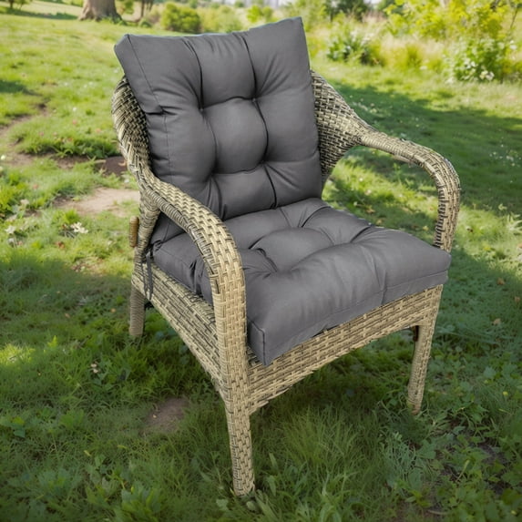 TOPCHANCES Tufted Outdoor/Indoor Seat/Back Chair Cushion, Waterproof Non-slip Anti-fading Deep Seat Chair Cushions, Outdoor Dining Chair Cushion for Patio Furniture