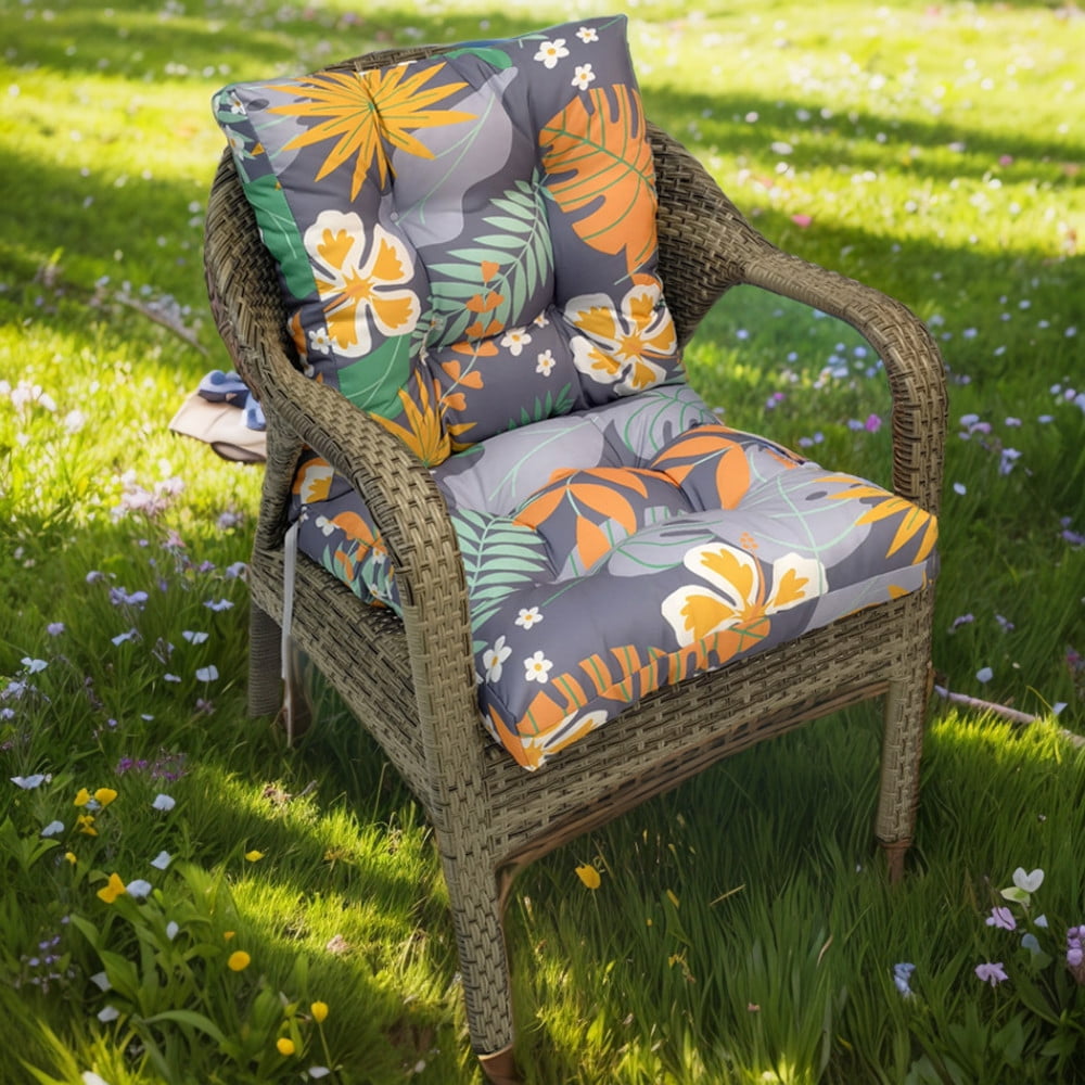 TOPCHANCES Tufted Outdoor/Indoor Seat/Back Chair Cushion, Waterproof Non-slip Anti-fading Deep Seat Chair Cushions, Outdoor Dining Chair Cushion for Patio Furniture