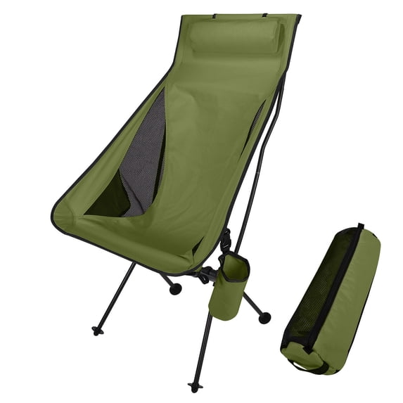 TOPCHANCES Ultralight High Back Folding Camping Chairs with Armrest, Upgrade Aluminum Alloy Bracket, Portable Lightweight Outdoors Camping Chair with Carry Bag, 1 Pack