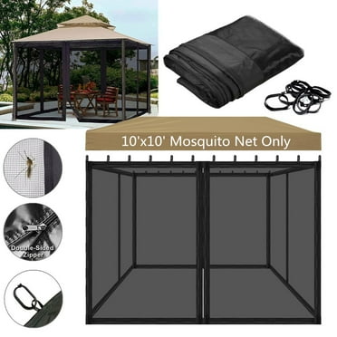 TOPCHANCES Universal Replacement Canopy Mosquito Netting Screen Sidewalls Only for 10' x 10' Gazebo Canopy, Black
