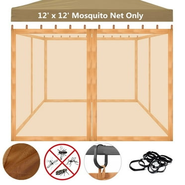TOPCHANCES Universal Replacement Canopy Mosquito Netting Screen Sidewalls Only for 12' x 12' Gazebo Canopy, Khaki