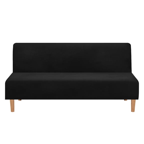 TOPCHANCES Velvet Futon Cover Armless Sofa Covers Sofa Bed Covers Stretch Futon Couch Cover Sofa Slipcover Furniture Protector Thick Soft Velvet Fabric, Black
