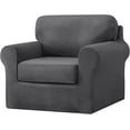 thumbnail image 1 of TOPCHANCES Velvet Sofa Covers, Stretch Armchair Couch Slipcovers , Soft Furniture Slipcover with Separate Cushion Covers and Backrest Covers (3-piece Set for 1 Cushion Sofa, Dark Grey), 1 of 9