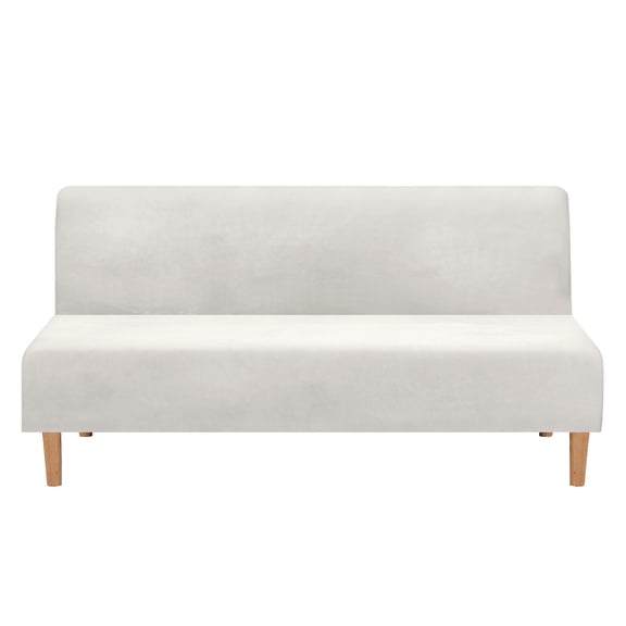 TOPCHANCES Velvet Stretch Folding Sofa Bed Cover Futon Cover, Elastic Fabric All-Inclusive Slipcover Furniture Protector, Ivory