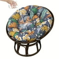 thumbnail image 1 of TOPCHANCES Waterproof Papasan Chair Cushion Only, 47 inch Tuffed Round Floor Seat Cushion, Swing Chair Seat Cushion with Ties, Gray & Leaf, 1 of 12