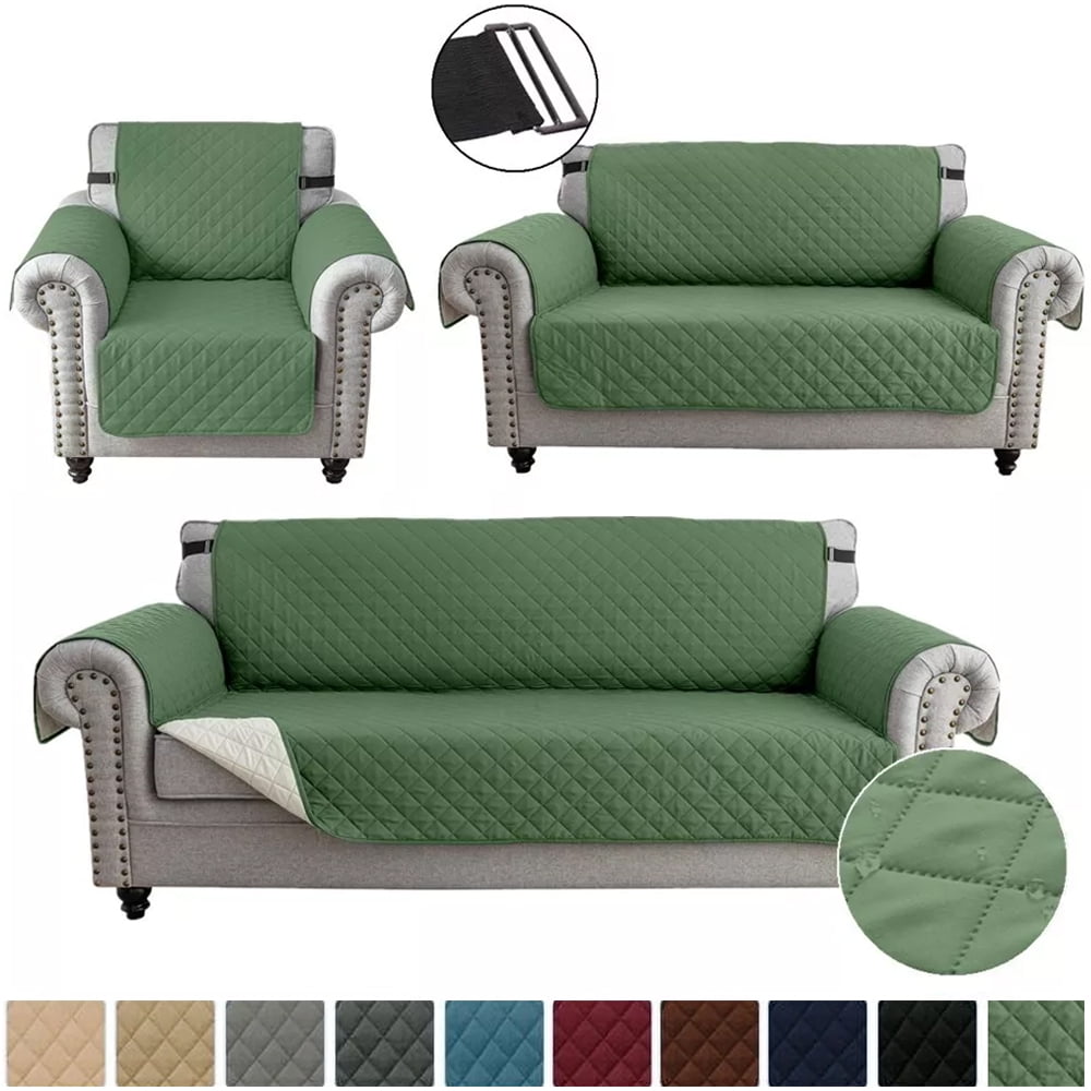 TOPCHANCES Reversible Sofa Cover, Waterproof Quilted Couch Cover Non
