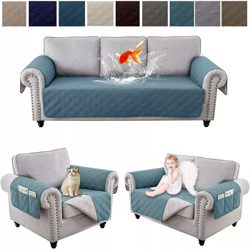 TOPCHANCES Waterproof Sofa Covers Set with 1 2 3 Seater Couch Cover Anti Slip Furniture Protector Leakproof Sofa Slipcover for Dogs Children Pets Light Grey Walmart