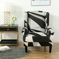 thumbnail image 1 of TOPCHANCES Wing Chair Slipcover Wingback Armchair Chair Slipcovers Sofa Covers 2-Piece Spandex Fabric Wing Back Wingback Armchair Chair Slipcovers, Black&White, 1 of 10